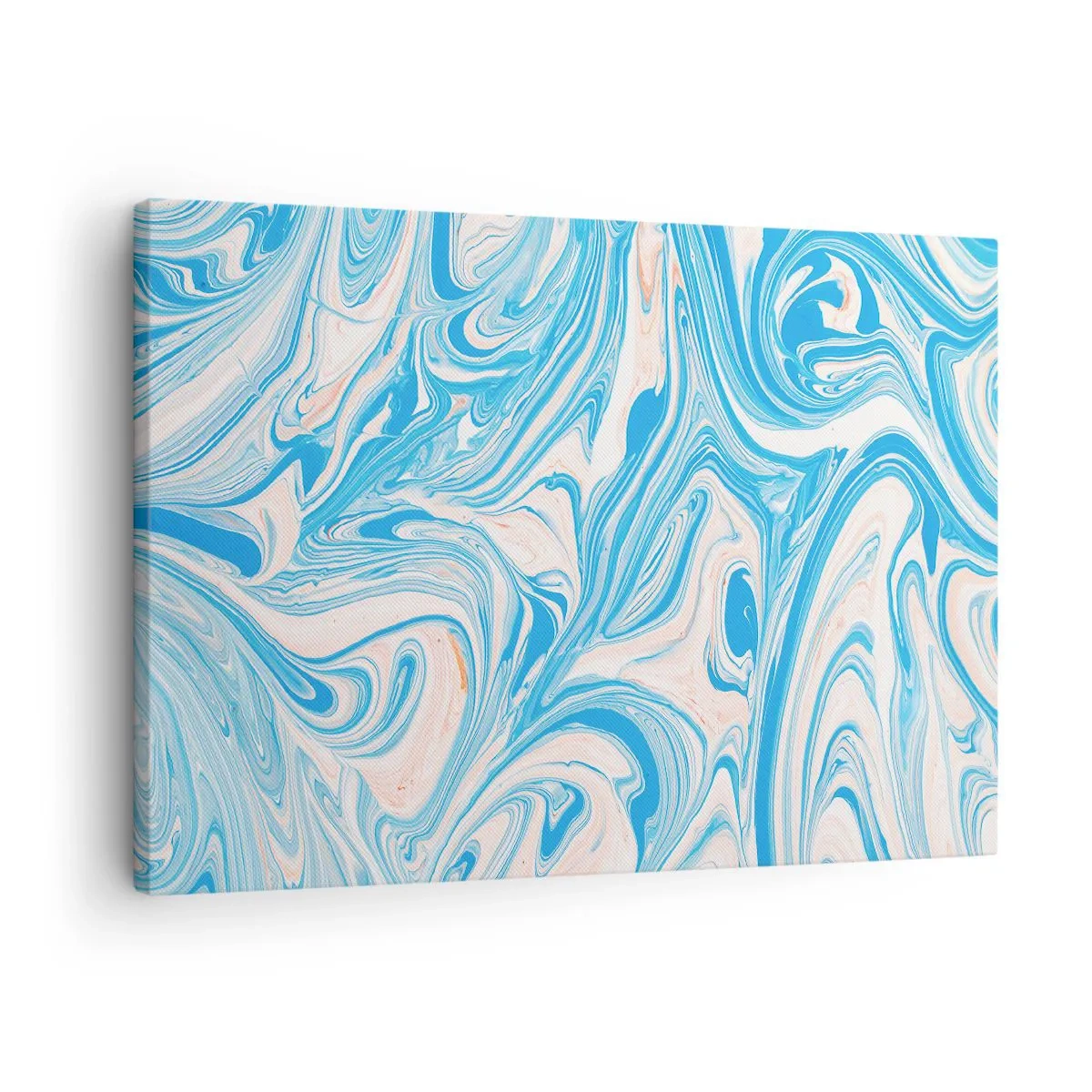 Impression sur toile - Image sur toile - Tourbillons abstraits de style marbre bleu et blanc - 70x50cm - Bassin turquoise - Décoration murale moderne pour le salon et la chambre ARTTOR