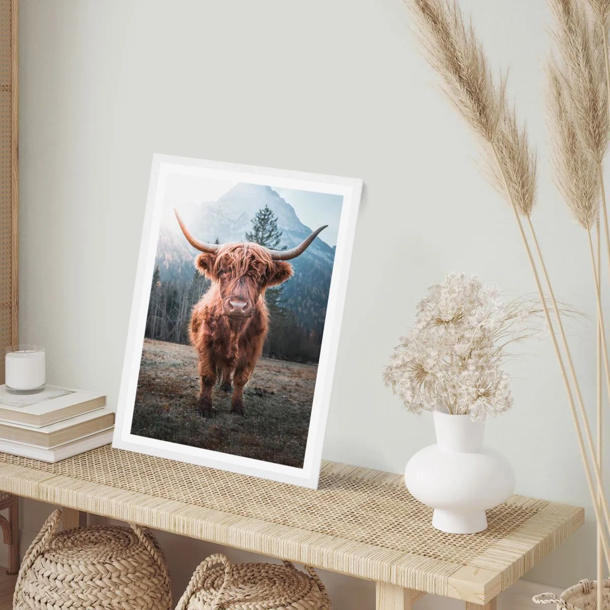 Affiche dans un cadre blanc - Poster - Salutations des prairies de montagne - 50x70 cm