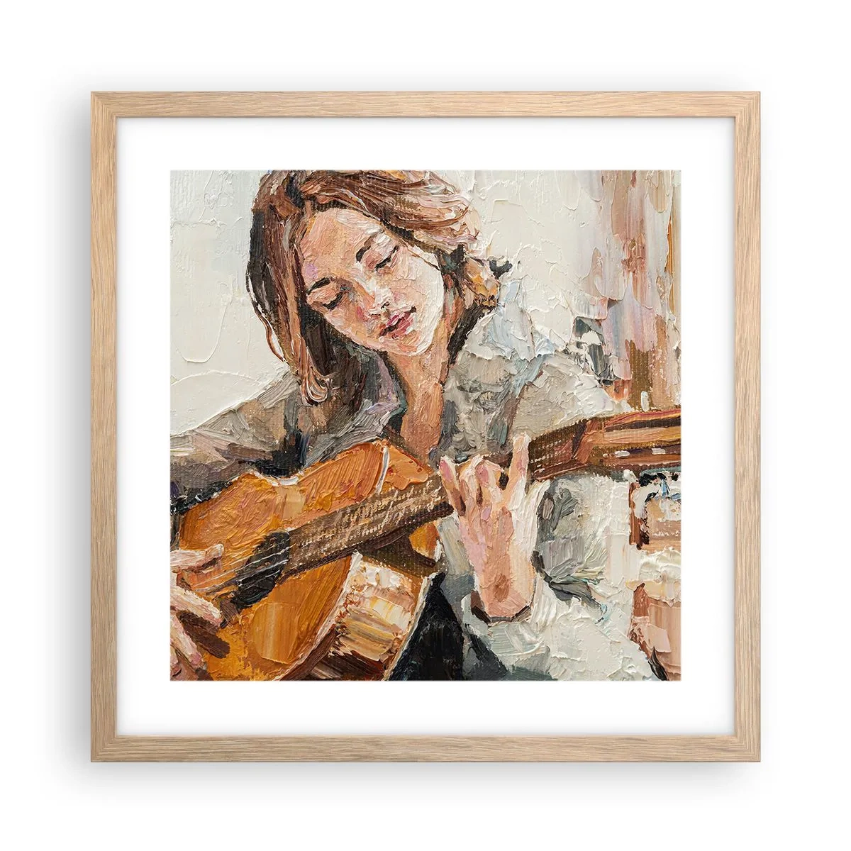 Affiche dans un chêne clair - Poster - Concerto pour guitare et coeur de fille - 40x40 cm