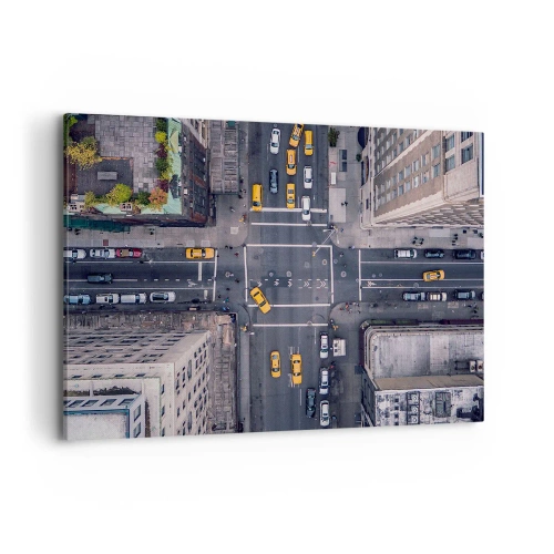 Impression sur toile - Image sur toile - Vue aérienne d'une rue animée de la ville - 120x80cm - Un choix simple - Décoration murale moderne pour le salon et la chambre ARTTOR