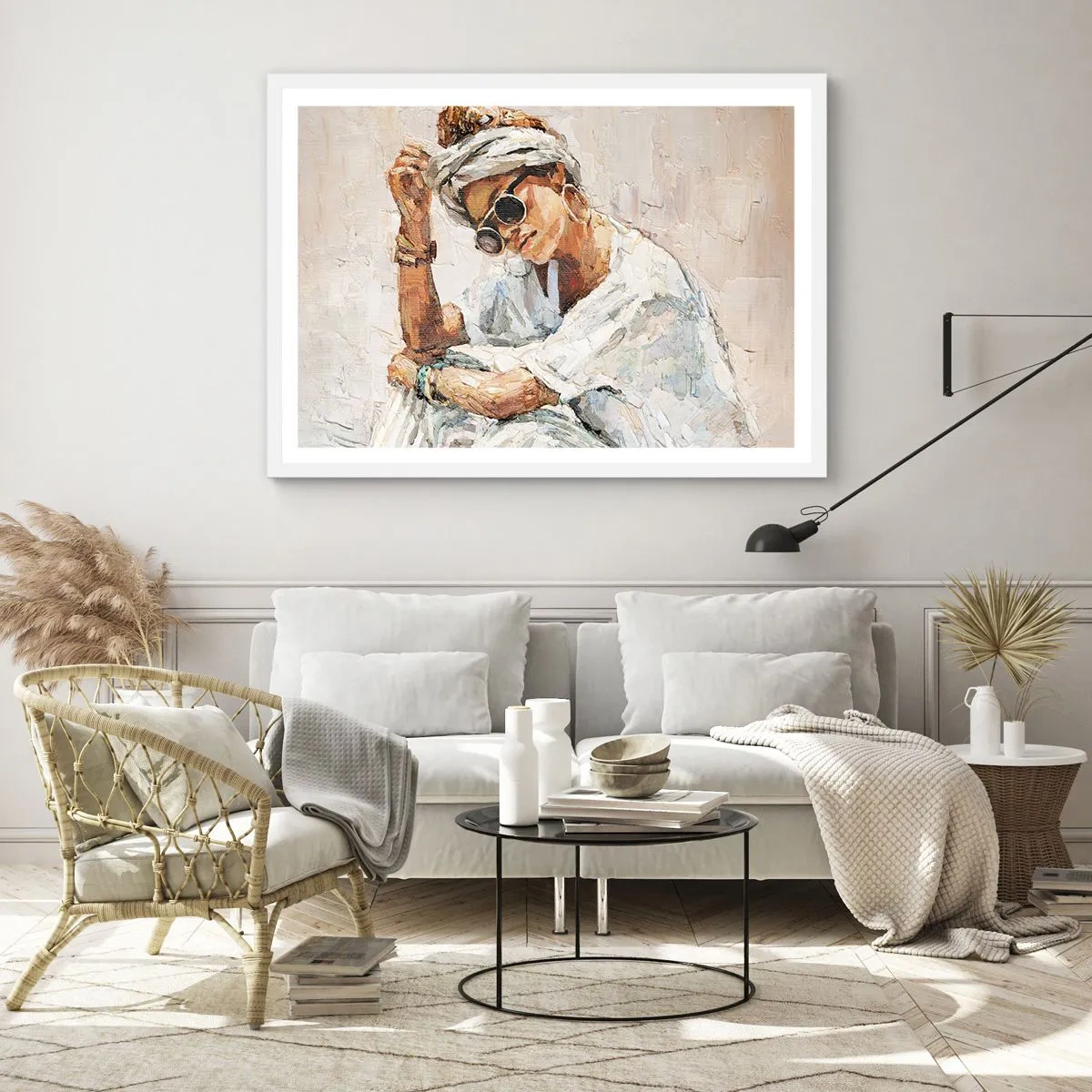 Affiche dans un cadre blanc - Poster - Portrait en plein soleil - 50x40 cm