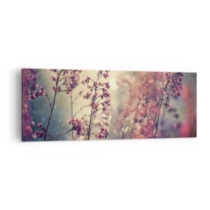 Impression sur toile - Image sur toile - Fleurs au soleil sur fond de nature - 140x50cm - Jardin secret - Décoration murale moderne pour le salon et la chambre ARTTOR