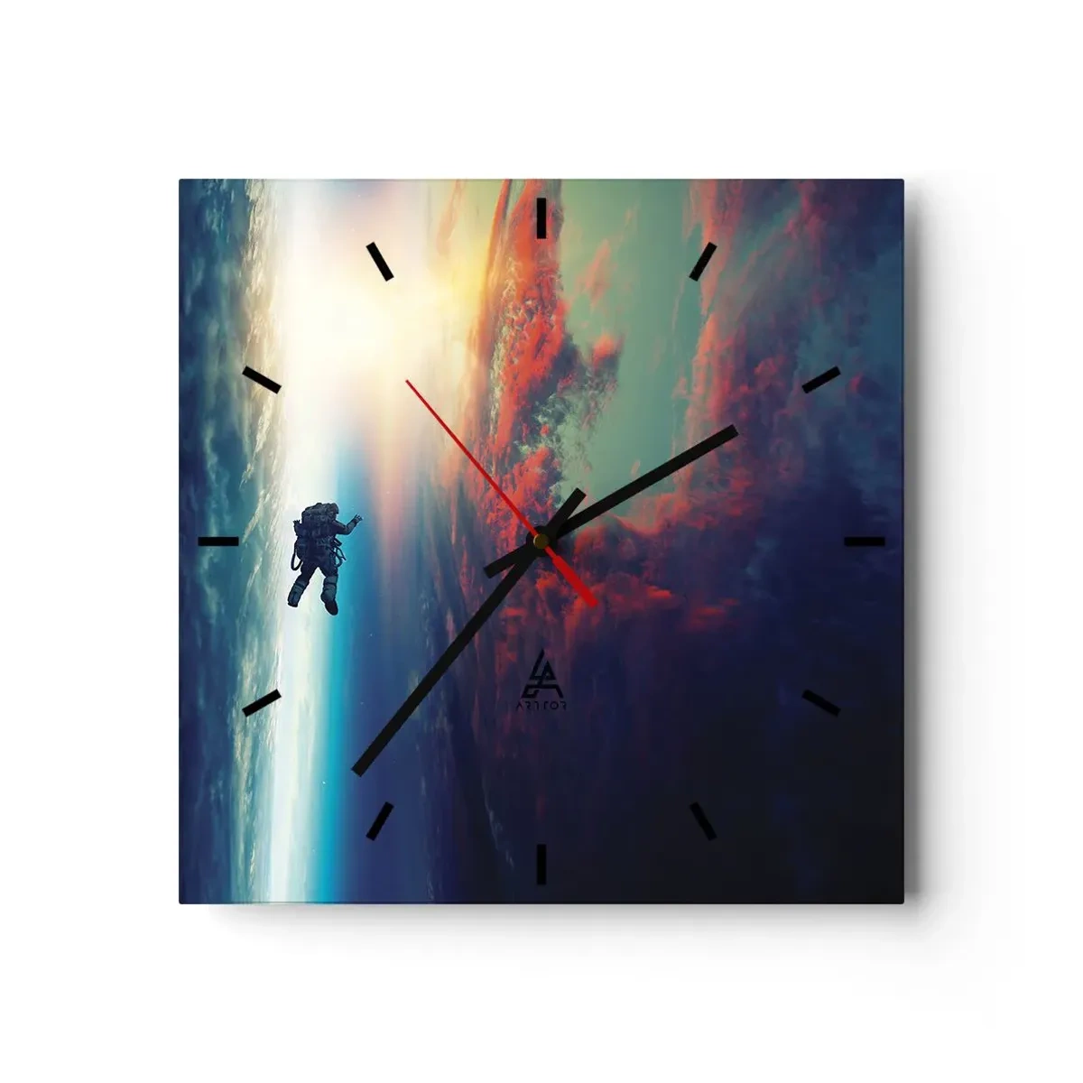 Horloge murale - Pendule murale - Un astronaute flottant dans l'espace au-dessus d'une Terre colorée - 30x30cm - Affronter l'univers - Décoration murale moderne pour le salon et la chambre ARTTOR
