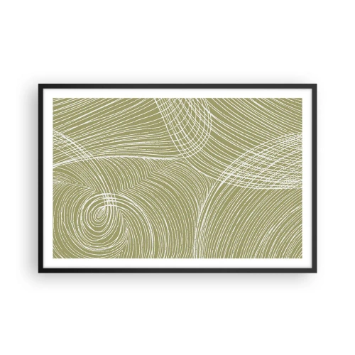 Affiche dans un cadre noir - Poster - Abstraction complexe de blanc - 91x61 cm