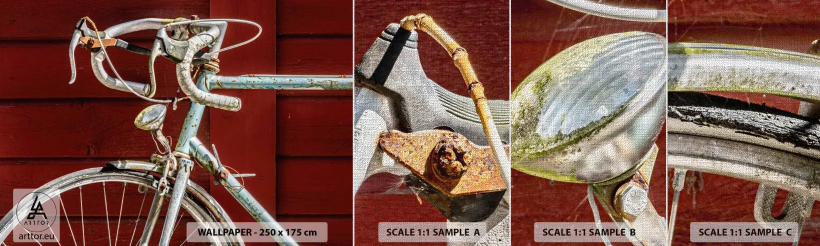 Échantillon de Papier Peint Premium Canvas - Construit pour la victoire - Vélo, Rétro, Vélo - 100x30 cm