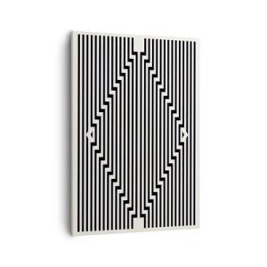 Impression sur toile - Image sur toile - Lignes noires et blanches créant un effet d'illusion géométrique - 50x70cm - Illusion géométrique - Décoration murale moderne pour le salon et la chambre ARTTOR
