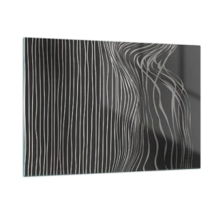 Impression sur verre - Image sur verre - Lignes délicates dans un arrangement abstrait sur un fond sombre - 120x80cm - Rythme et accent - Décoration murale moderne pour le salon et la chambre ARTTOR