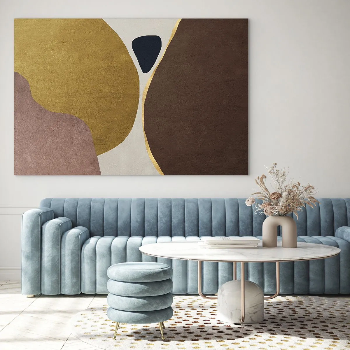 Impression sur verre - Image sur verre - Une composition minimaliste de formes abstraites - 70x50cm - L'abstraction – une place dans l'espace - Décoration murale moderne pour le salon et la chambre ARTTOR