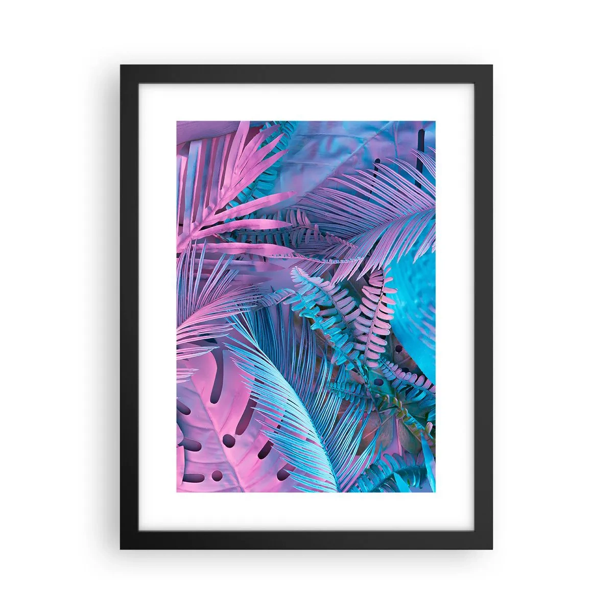 Affiche dans un cadre noir - Poster - Les tropiques en rose et bleu - 30x40 cm