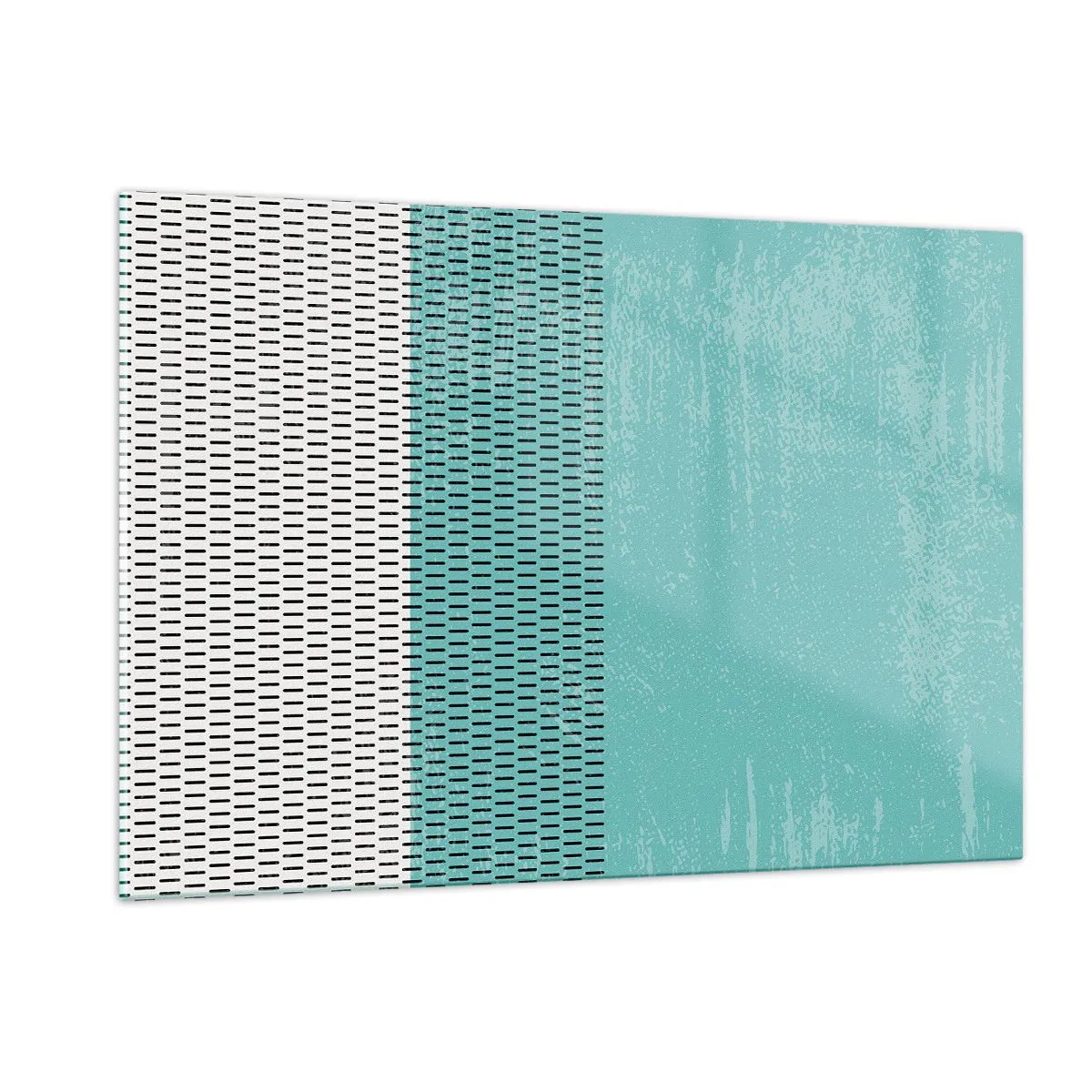 Impression sur verre - Image sur verre - Abstraction moderne aux couleurs turquoise et blanches - 120x80cm - Composition équilibrée - Décoration murale moderne pour le salon et la chambre ARTTOR