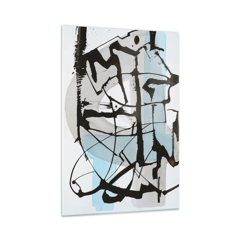 Impression sur verre - Image sur verre - Lignes et formes abstraites en bleu et noir - 70x100cm - Bleu malgré tout - Décoration murale moderne pour le salon et la chambre ARTTOR