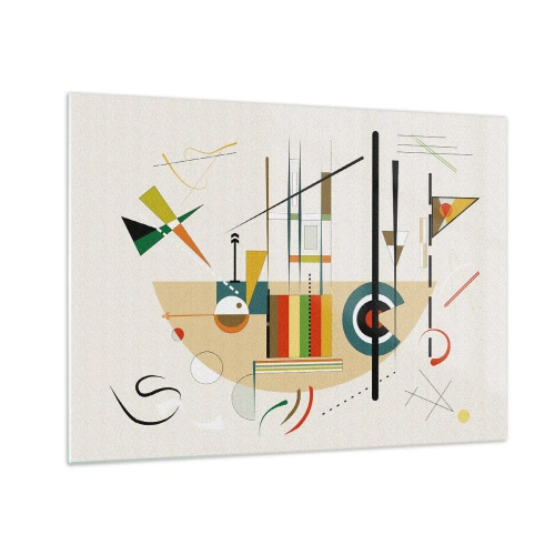 Impression sur verre - Image sur verre - Abstraction géométrique colorée sur fond clair - 70x50cm - Et le monde s’amuse - Décoration murale moderne pour le salon et la chambre ARTTOR