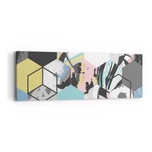 Impression sur toile - Image sur toile - Hexagones et cubes en six couleurs - 90x30 cm