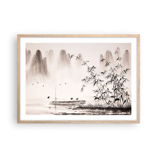Affiche dans un chêne clair - Poster - Le silence des rizières - 70x50 cm