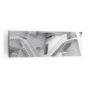 Impression sur toile - Image sur toile - Une composition abstraite d'escaliers dans un agencement spatial surréaliste - 160x50cm - Paradoxes spatiaux - Décoration murale moderne pour le salon et la chambre ARTTOR