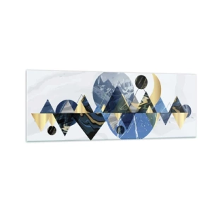 Impression sur verre - Image sur verre - Motifs géométriques abstraits avec des motifs de montagne - 140x50cm - Paysage géométrique - Décoration murale moderne pour le salon et la chambre ARTTOR