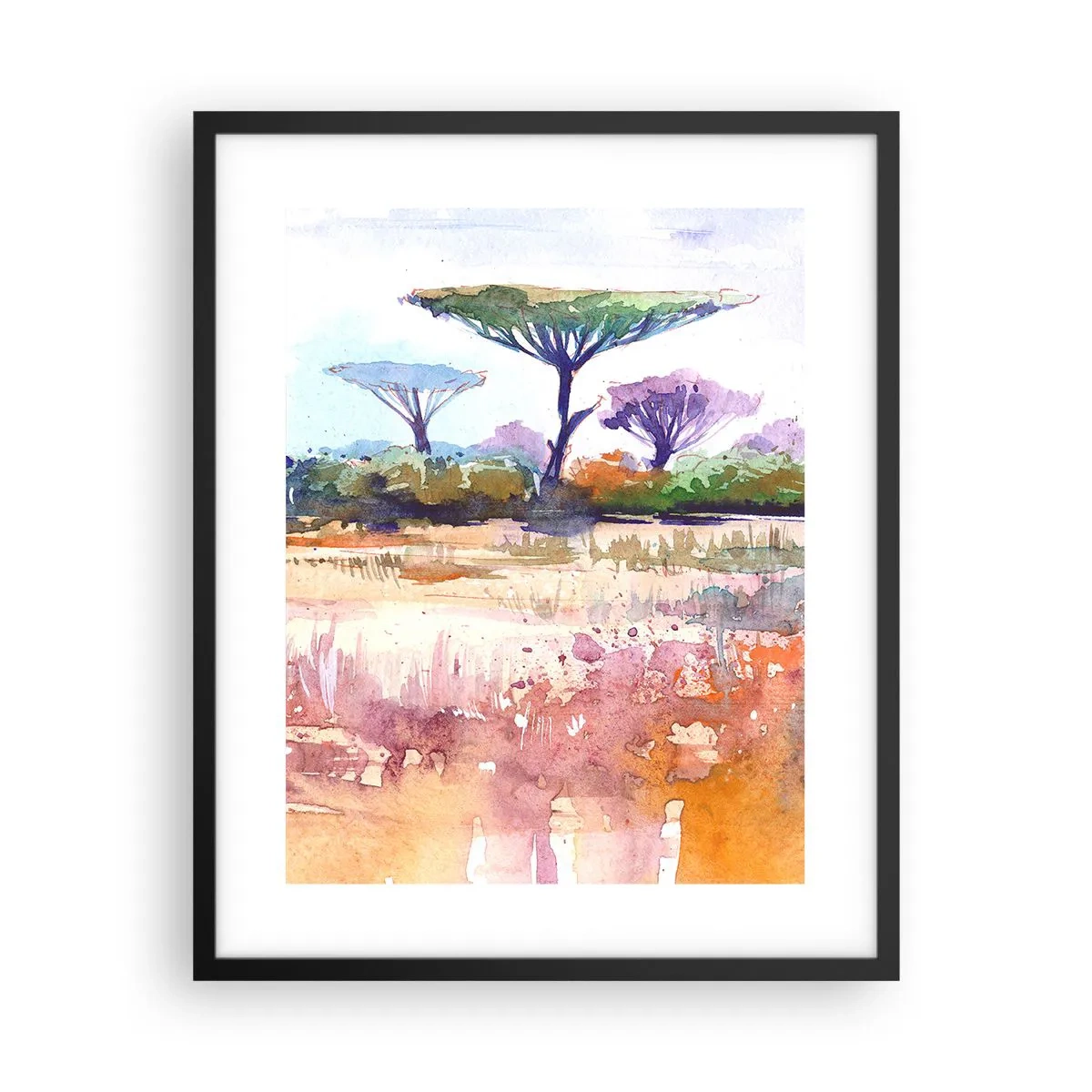 Affiche dans un cadre noir - Poster - Couleurs de savane - 40x50 cm