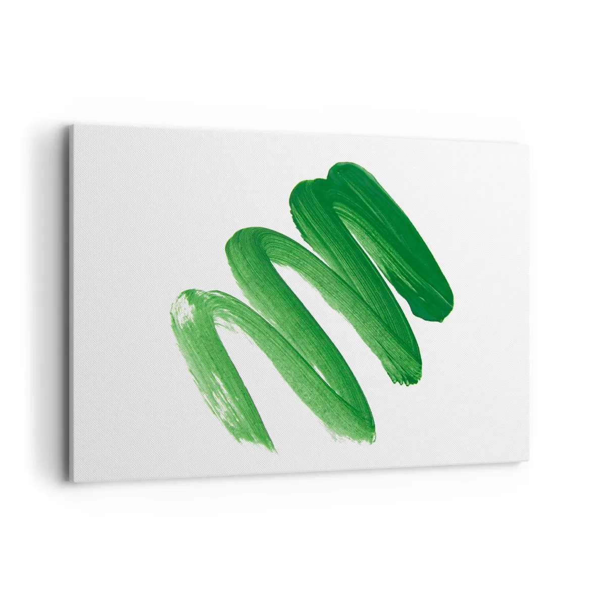 Impression sur toile - Image sur toile - Coup de pinceau abstrait vert sur fond blanc - 120x80cm - Blague verte - Décoration murale moderne pour le salon et la chambre ARTTOR