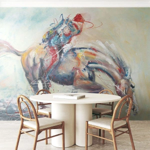 Papier peint sur mesure Autocollant Deluxe - Accrochez-vous, nous décollons - Animaux, Cheval, Cavalier