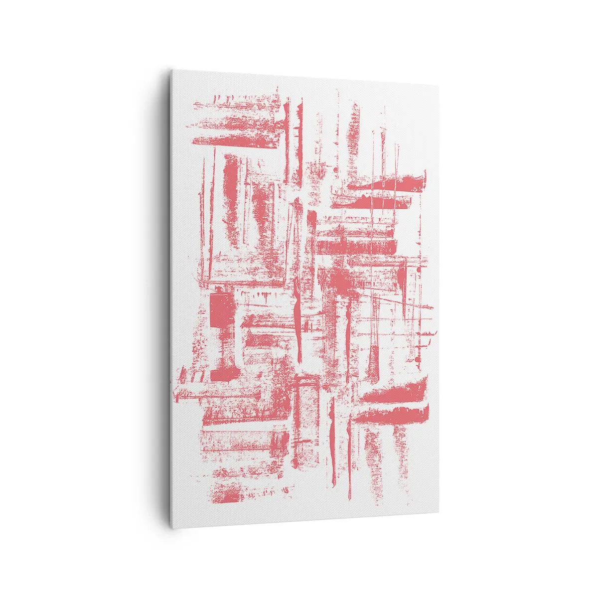 Impression sur toile - Image sur toile - Textures roses abstraites sur fond blanc - 80x120cm - La ville rouge - Décoration murale moderne pour le salon et la chambre ARTTOR