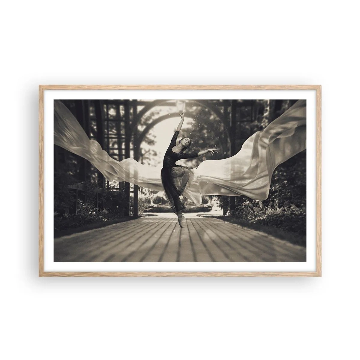 Affiche dans un chêne clair - Poster - La danse de l'esprit jardin - 91x61 cm