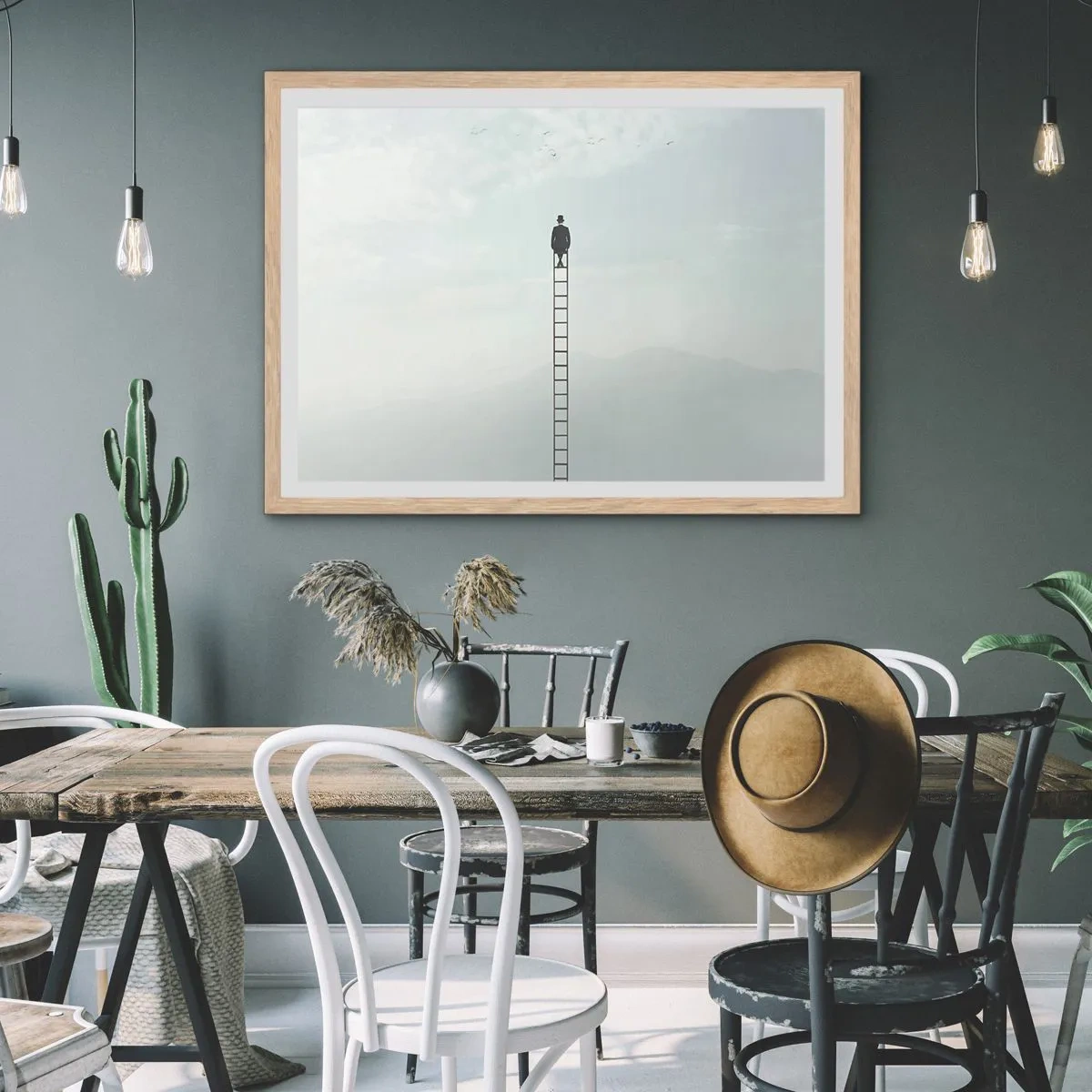 Affiche dans un chêne clair - Poster - Se soulever au-dessus - 40x30 cm