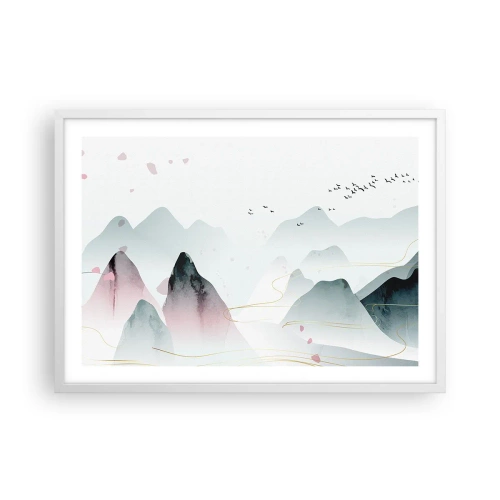 Affiche dans un cadre blanc - Poster - Au-delà des sommets - 70x50 cm