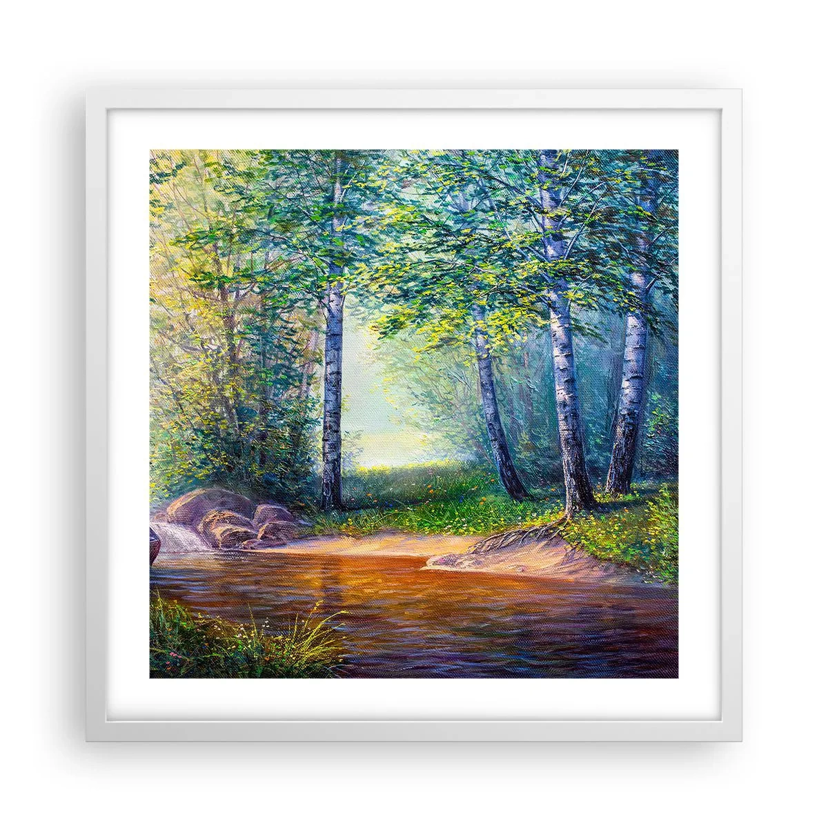 Affiche dans un cadre blanc - Poster - Paysage idyllique - 50x50 cm