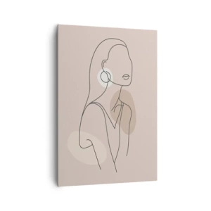 Impression sur toile - Image sur toile - Illustration minimaliste d'une femme avec des contours sur fond beige - 70x100cm - Icone féminin - Décoration murale moderne pour le salon et la chambre ARTTOR