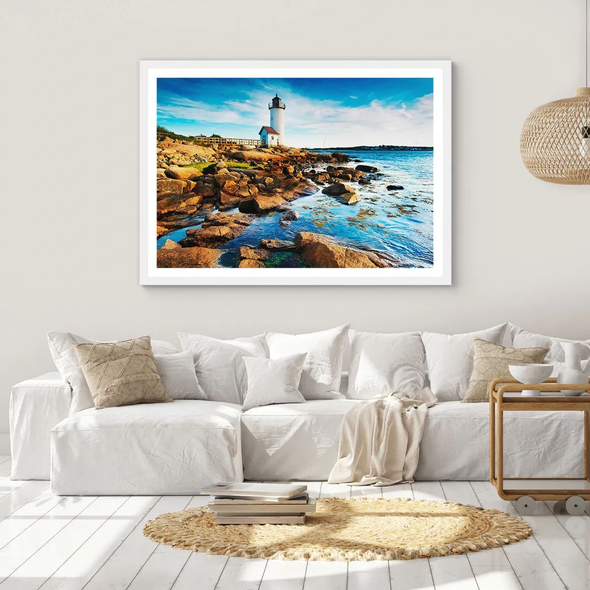 Affiche dans un cadre blanc - Poster - Revenez heureux, j'attends - 70x50 cm
