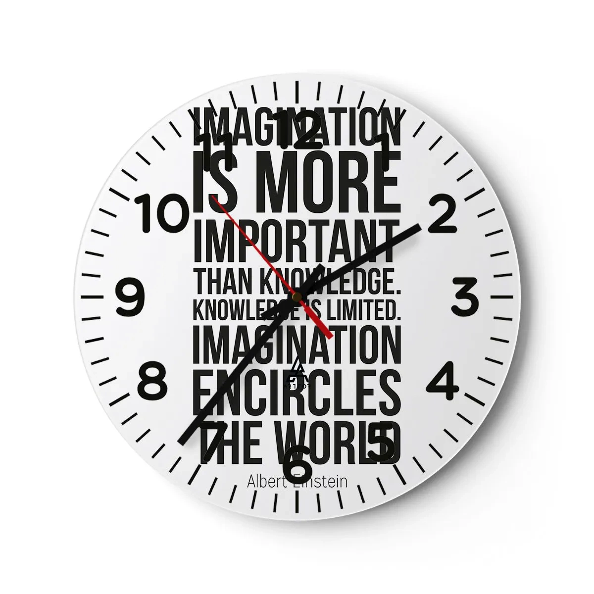 Horloge murale - Pendule murale - Einstein sur le pouvoir de l'imagination - 40x40 cm