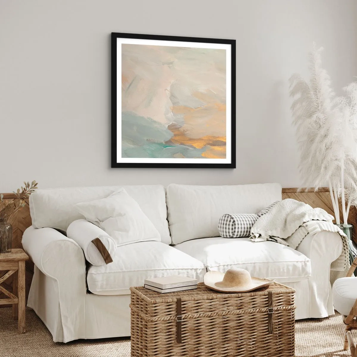 Affiche dans un cadre noir - Poster - Abstraction – le pays de la douceur - 60x60 cm