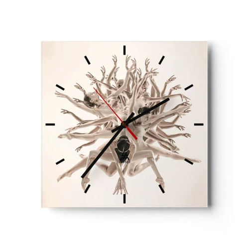 Horloge murale - Pendule murale - Composition abstraite de danseurs en mouvement - 30x30cm - S'épanouir en danse - Décoration murale moderne pour le salon et la chambre ARTTOR