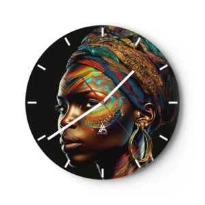 Horloge murale - Pendule murale - reine africaine - 40x40 cm
