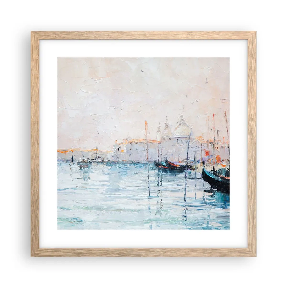 Affiche dans un chêne clair - Poster - Derrière l'eau, derrière le brouillard - 40x40 cm