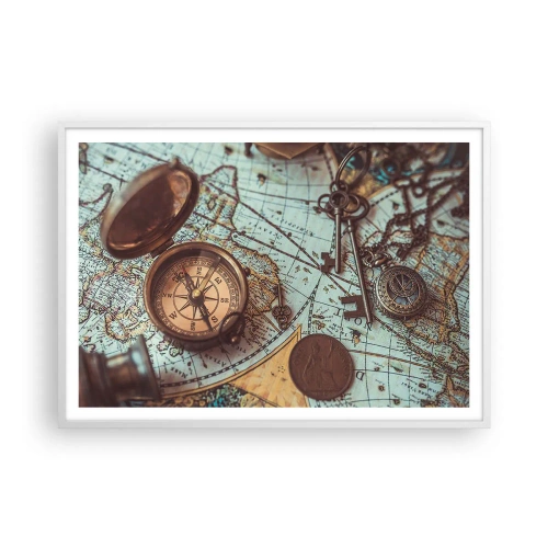 Affiche dans un cadre blanc - Poster - Pour ceux qui recherche l'aventure - 100x70 cm