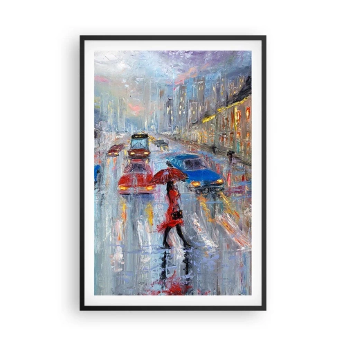 Affiche dans un cadre noir - Poster - Après-midi pluvieux en ville - 61x91 cm