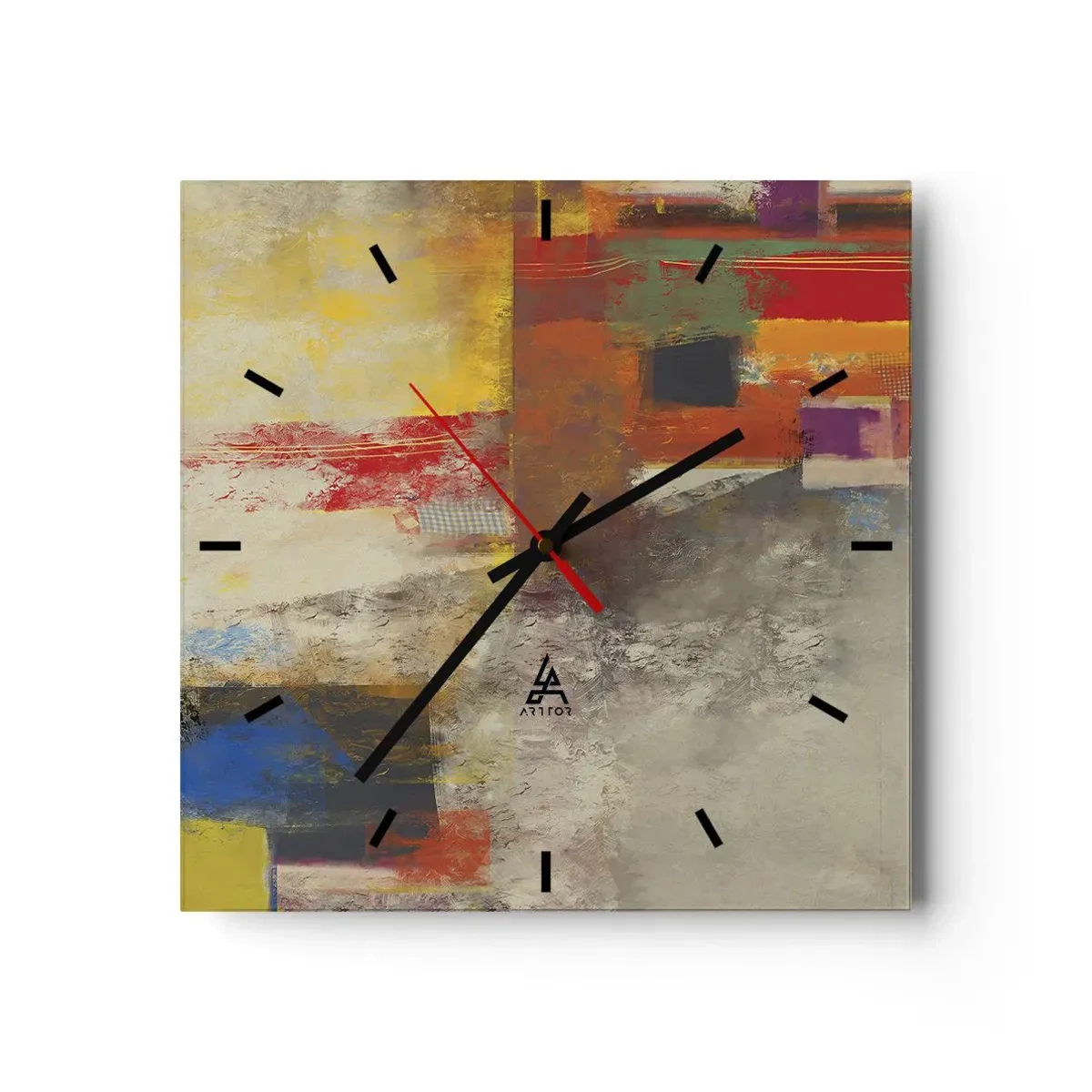 Horloge murale - Pendule murale - Géométrie des couleurs - 40x40 cm