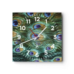 Horloge murale - Pendule murale - Un regard de paon - 30x30 cm