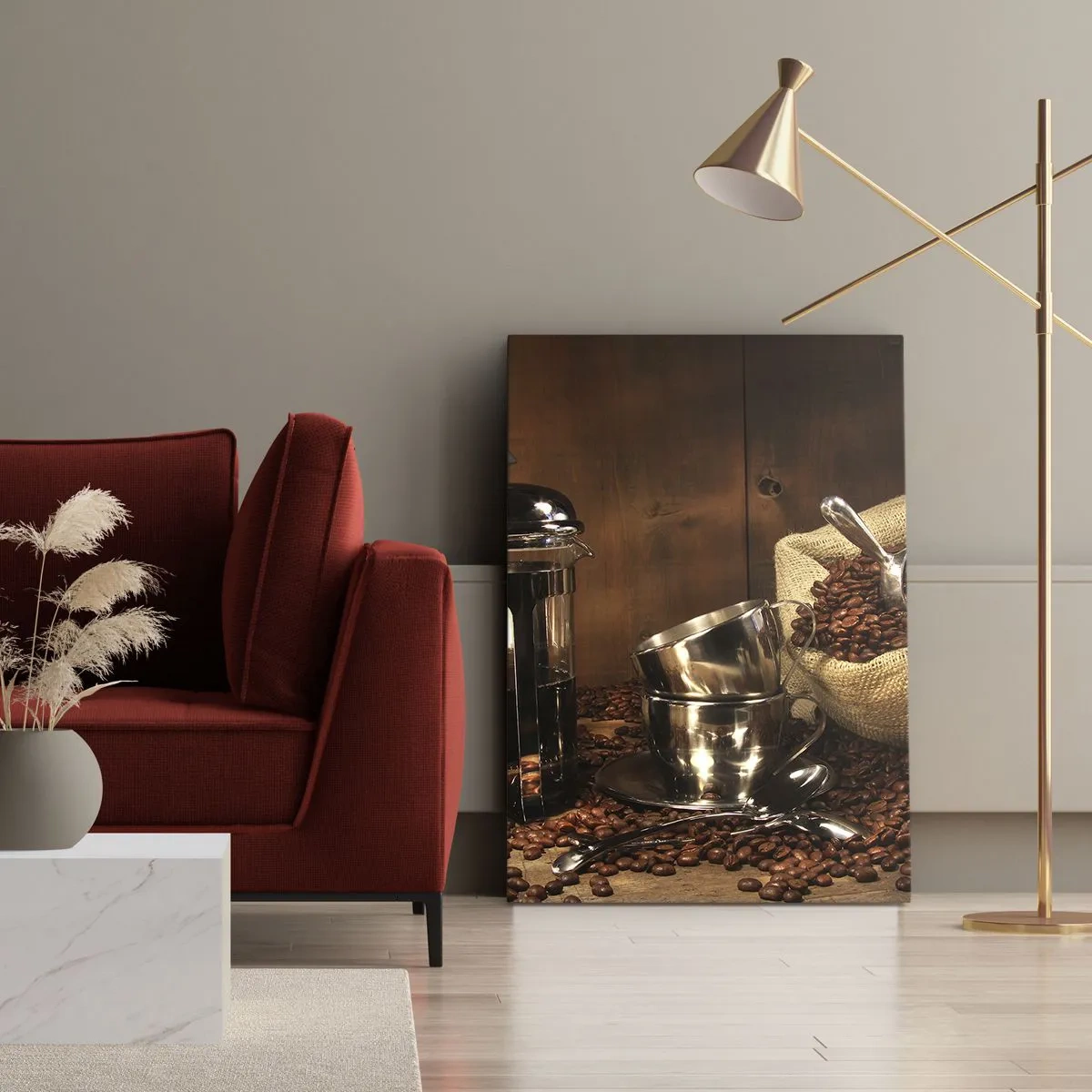 Impression sur toile - Image sur toile - Le charme du café - arôme et goût - 65x120 cm