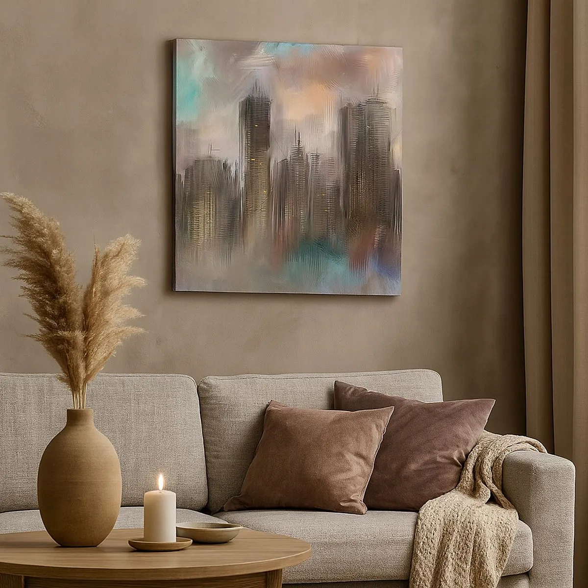 Impression sur toile - Image sur toile - Une composition d'acier, de pierre et de brouillard - 30x30 cm