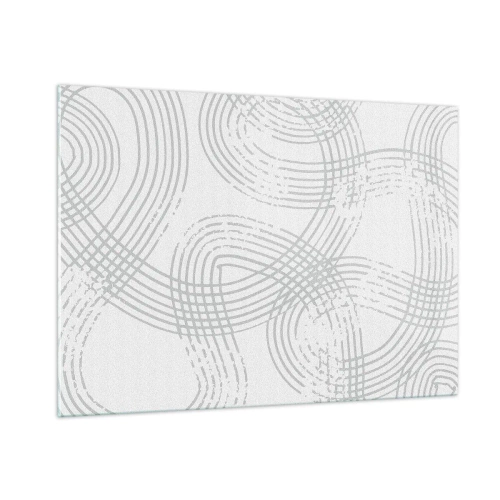 Impression sur verre - Image sur verre - Lignes courbes abstraites dans des tons de gris sur blanc - 100x70cm - Il n'y a pas de chemin droit - Décoration murale moderne pour le salon et la chambre ARTTOR