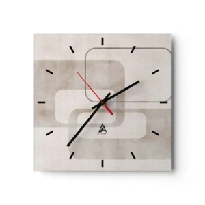 Horloge murale - Pendule murale - Une composition minimaliste avec des rectangles dans des tons beiges sur un fond subtil. - 30x30cm - Fugue géométrique - Décoration murale moderne pour le salon et la chambre ARTTOR