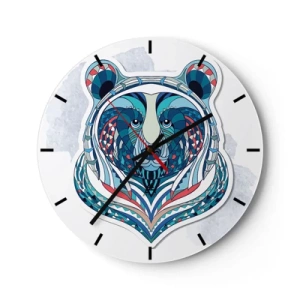 Horloge murale - Pendule murale - Ours coloré de style géométrique sur fond blanc - 30x30cm - Vive le Groenland ! - Décoration murale moderne pour le salon, la cuisine et la chambre ARTTOR