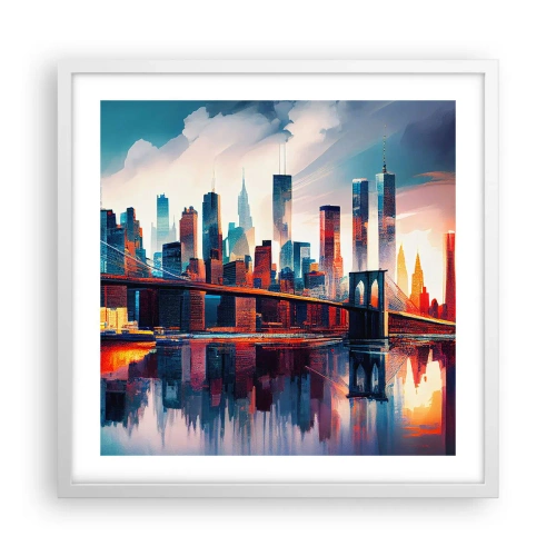 Affiche dans un cadre blanc - Poster - New York onirique - 50x50 cm