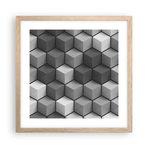 Affiche dans un chêne clair - Poster - Puzzle cubiste - 40x40 cm