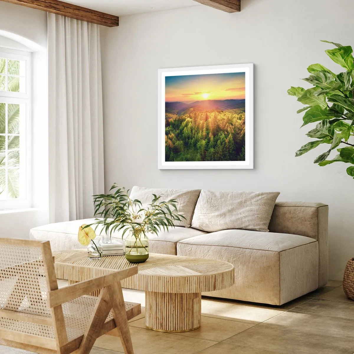 Affiche dans un cadre blanc - Poster - Monts et sommets - 60x60 cm