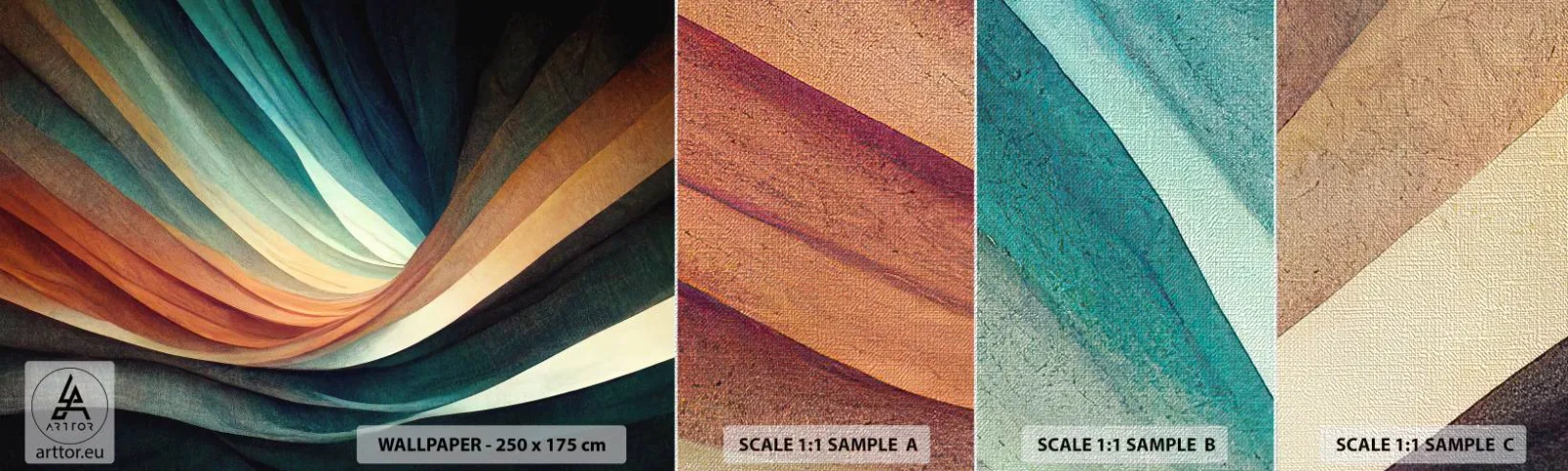 Échantillon de Papier Peint Premium Canvas - Tissé à partir de couleurs - Morceau, Abstraction, Lignes - 100x30 cm