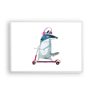 Affiche dans un cadre blanc - Poster - La joie du blaireau - 100x70 cm