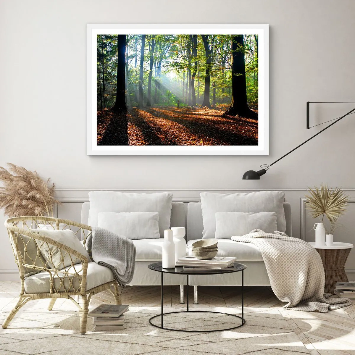 Affiche dans un cadre blanc - Poster - Ombres et lumières - 40x30 cm